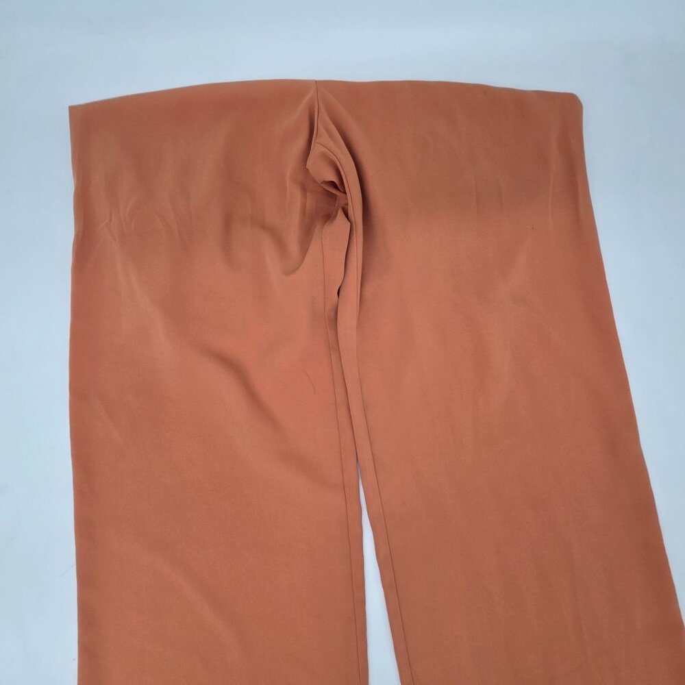 Rust Orange Wide-Leg Pants By Evolutionary Size L Lightweight Material Pleated - Picture 5 of 9